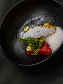 Fisch mit wildem Brokkoli und Schaum