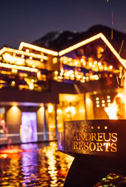 Außenansicht Andreus Resort im Winter